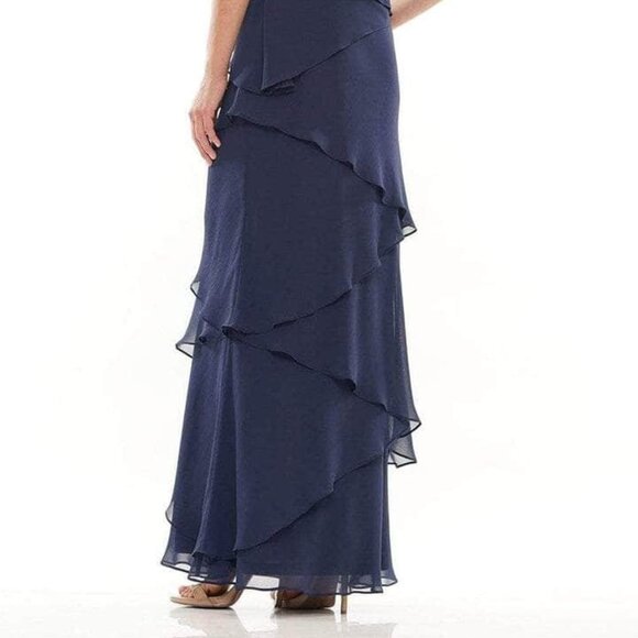NWT Marsoni by Colors M309 Ruffled Mother of the Bride Dress Navy Size 16 - Picture 4 of 6